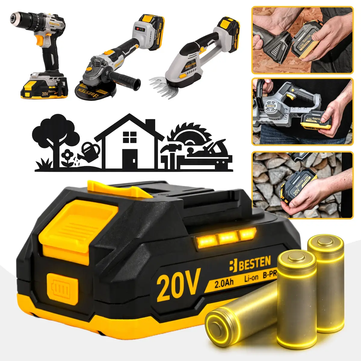 Akumulator BESTEN B-PRO 20V 2000 mAh system zabezpieczeń